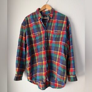 Vintage Gap Flannel Shirt Unisex Medium Multicolor Pockets y2k